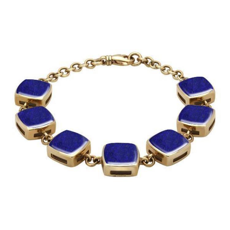 9ct Yellow Gold Lapis Lazuli Cushion Bracelet