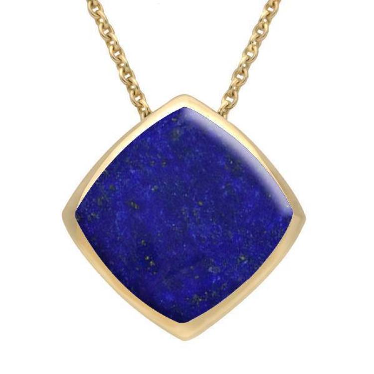 9ct Yellow Gold Lapis Lazuli Cushion Necklace