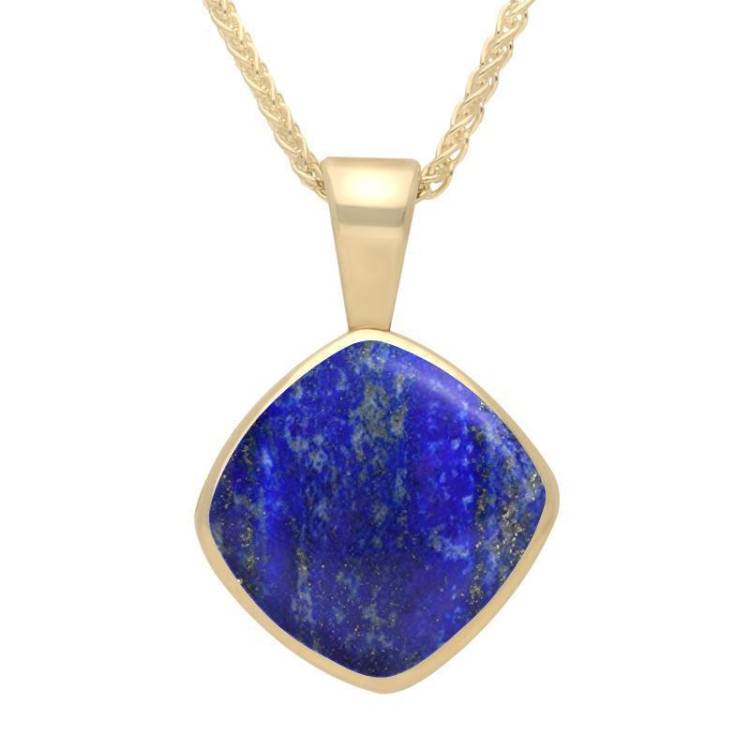 9ct Yellow Gold Lapis Lazuli Cushion Shaped Necklace
