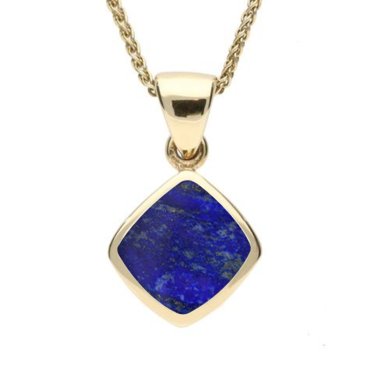 9ct Yellow Gold Lapis Lazuli Dinky Cushion Necklace - Option1 Value Yellow Gold