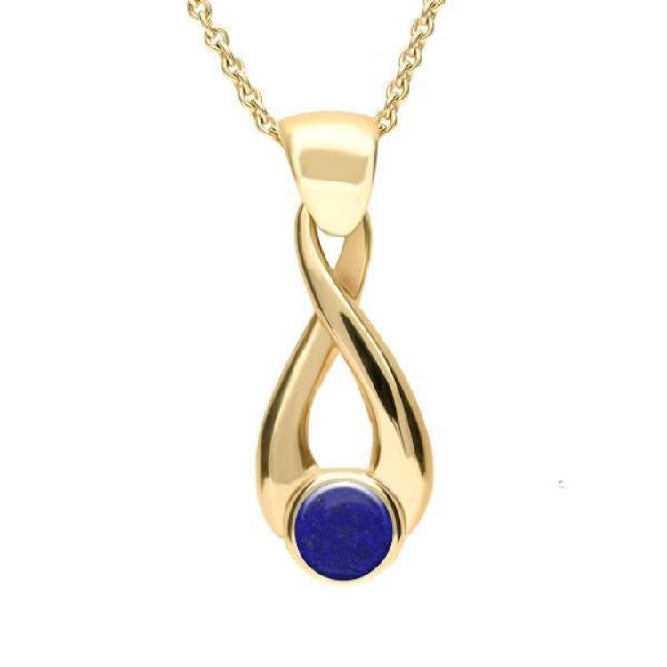 9ct Yellow Gold Lapis Lazuli Eternity Loop Necklace - Yellow Gold