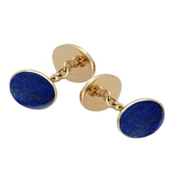 9ct Yellow Gold Lapis Lazuli Four Stone Chain Cufflinks - Option1 Value