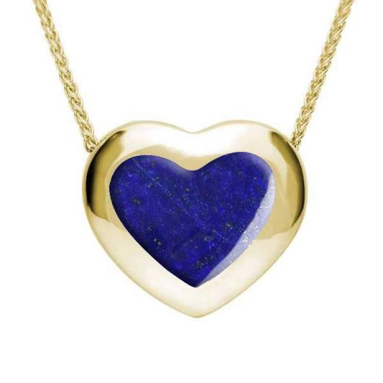 9ct Yellow Gold Lapis Lazuli Framed Heart Necklace - Option1 Value