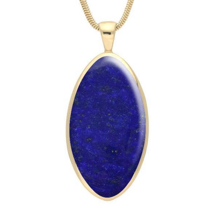9ct Yellow Gold Lapis Lazuli Large Oval Necklace - Yellow Gold