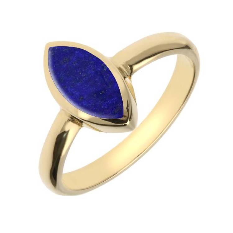 9ct Yellow Gold Lapis Lazuli Marquise Ring - Yellow Gold
