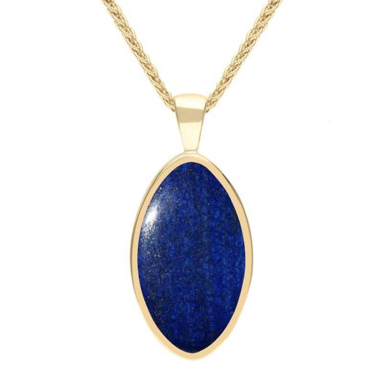 9ct Yellow Gold Lapis Lazuli Oval Necklace - Yellow Gold