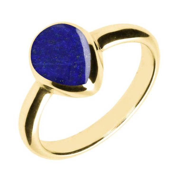 9ct Yellow Gold Lapis Lazuli Pear Shaped Ring - Yellow Gold