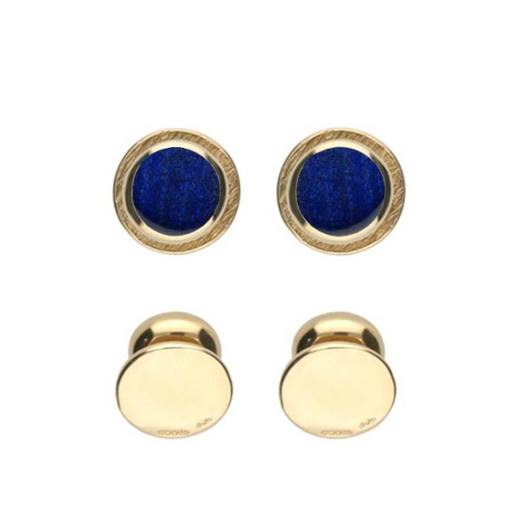 9ct Yellow Gold Lapis Lazuli Shirt Studs