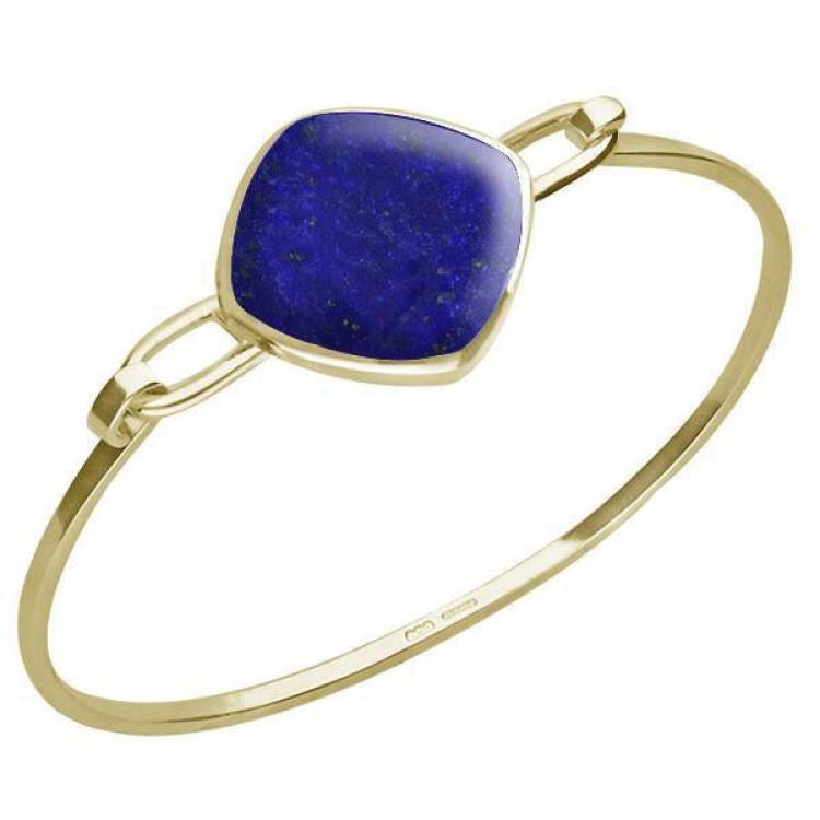 9ct Yellow Gold Lapis Lazuli Slim Cushion Bangle - Option1 Value