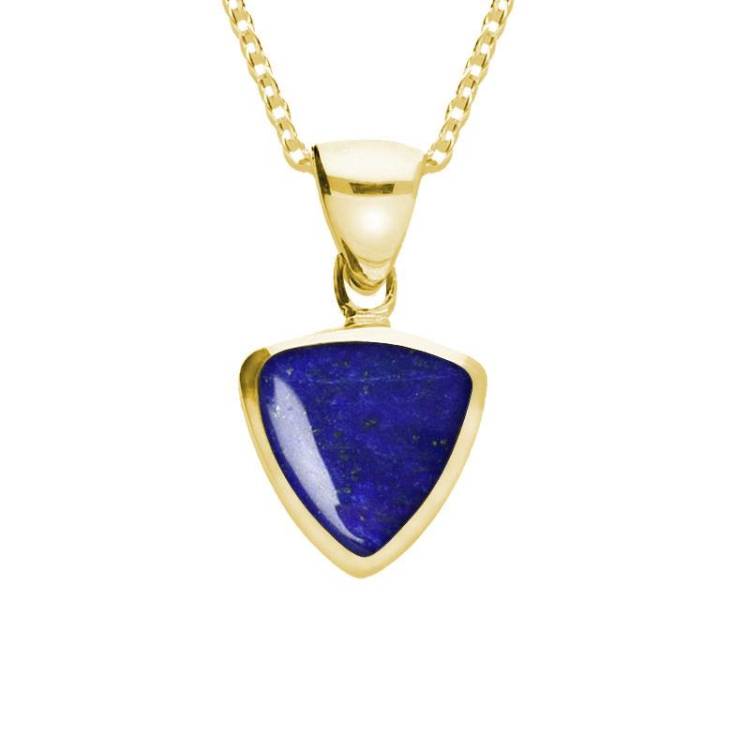 9ct Yellow Gold Lapis Lazuli Small Curved Triangle Necklace - Yellow Gold