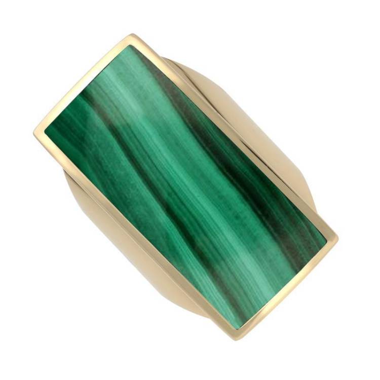 9ct Yellow Gold Malachite Large Oblong Ring