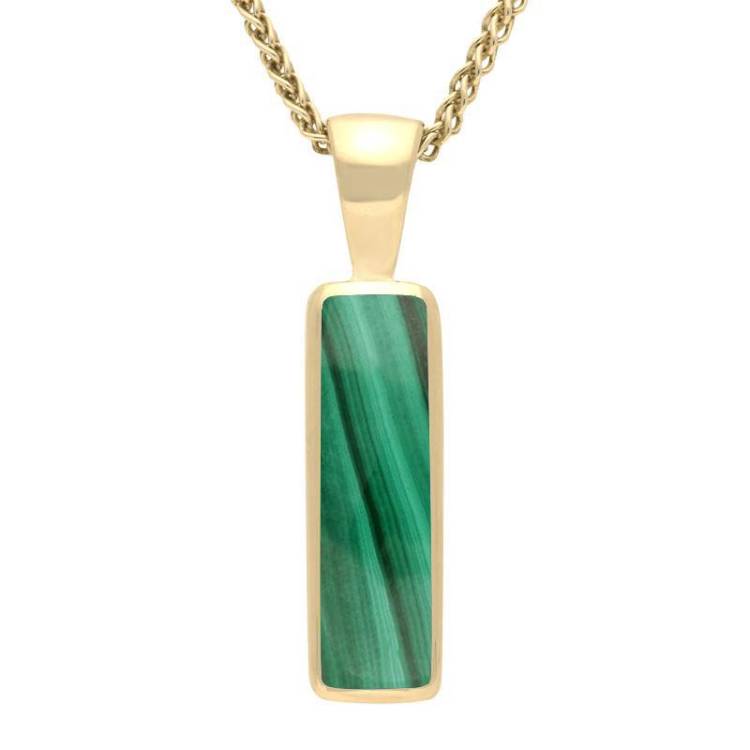 9ct Yellow Gold Malachite Small Oblong Necklace - Option1 Value Silver
