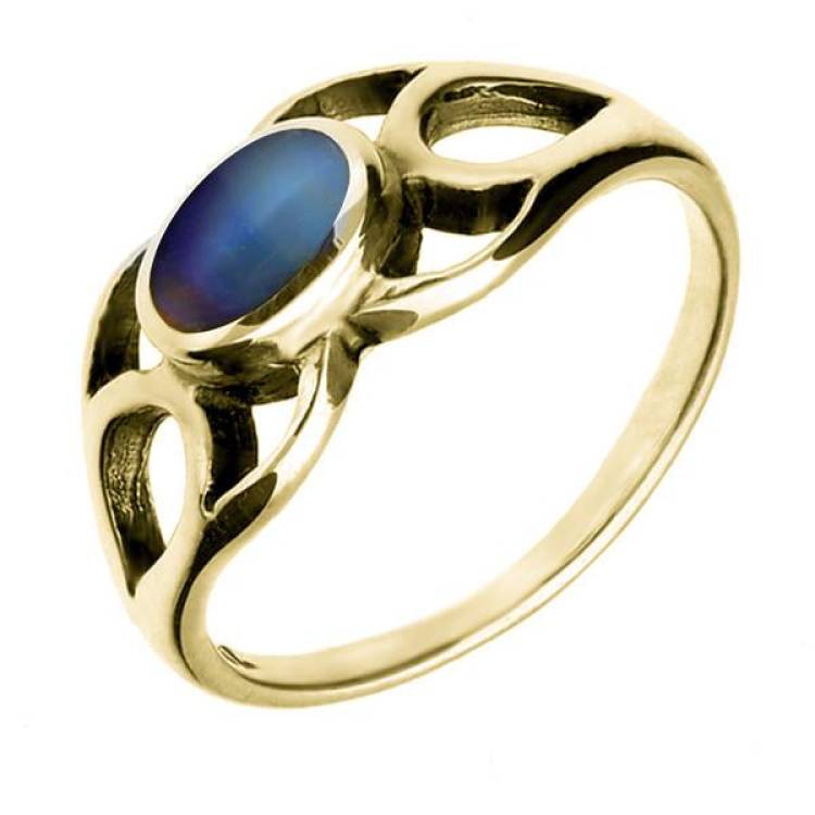 9ct Yellow Gold Moonstone Lattice Ring - Yellow Gold