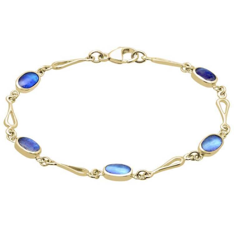 Yellow Gold Moonstone Oval Spoon Link Bracelet - 18ct