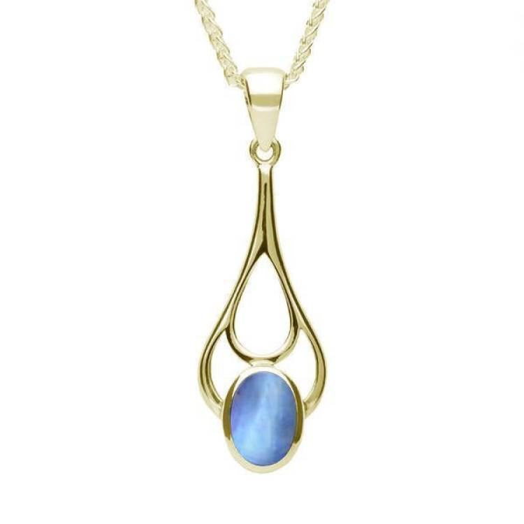 9ct Yellow Gold Moonstone Oval Spoon Necklace - Yellow Gold