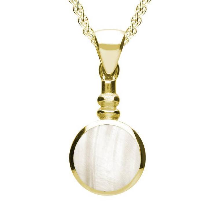 9ct Yellow Gold Mother of Pearl Bottle Top Necklace - Yellow Gold