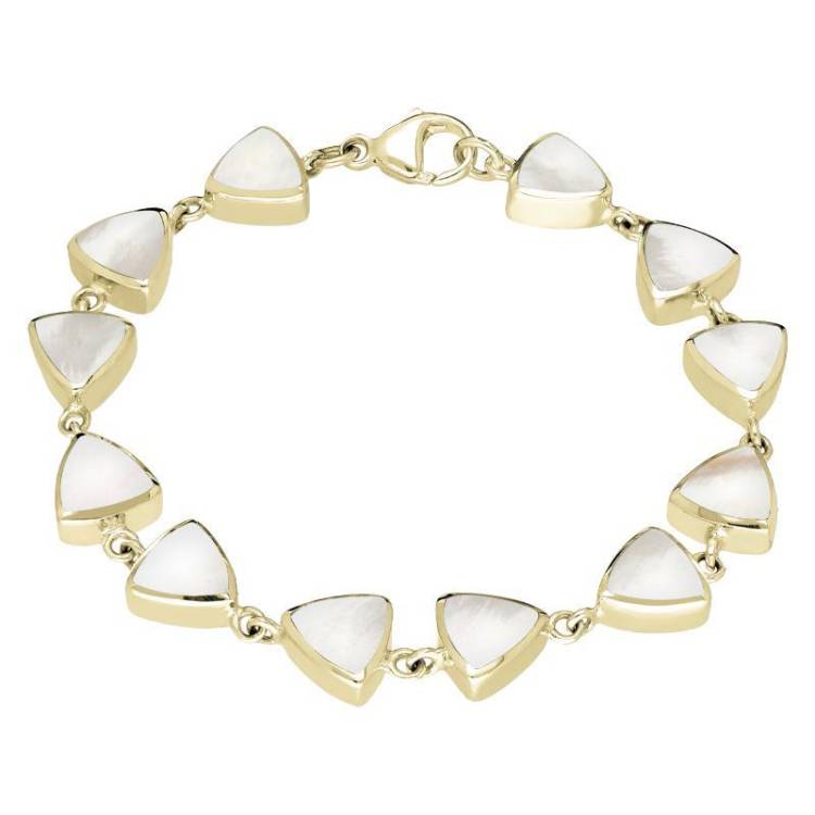 9ct Yellow Gold Mother of Pearl Curved Triangle Bracelet - Yellow Gold