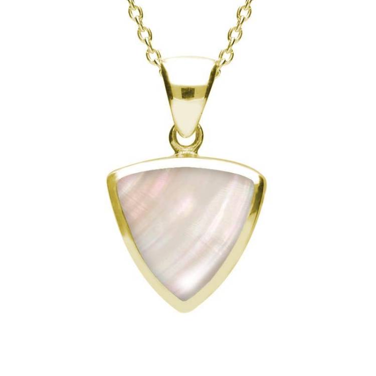 9ct Yellow Gold Mother of Pearl Curved Triangle Necklace - Yellow Gold