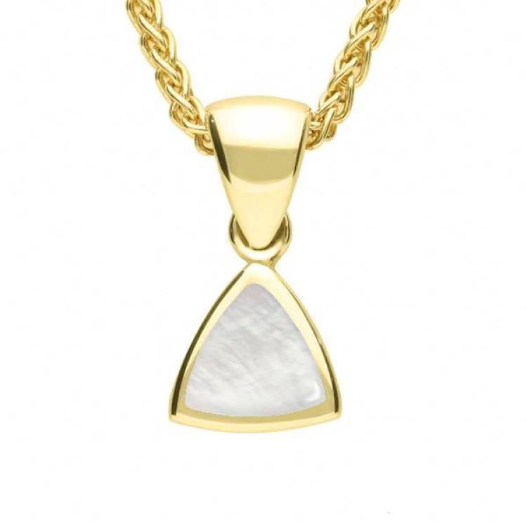 9ct Yellow Gold Mother of Pearl Curved Triangle Small Necklace - Yellow Gold