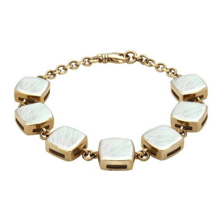 9ct Yellow Gold Mother of Pearl Cushion Bracelet - Yellow Gold