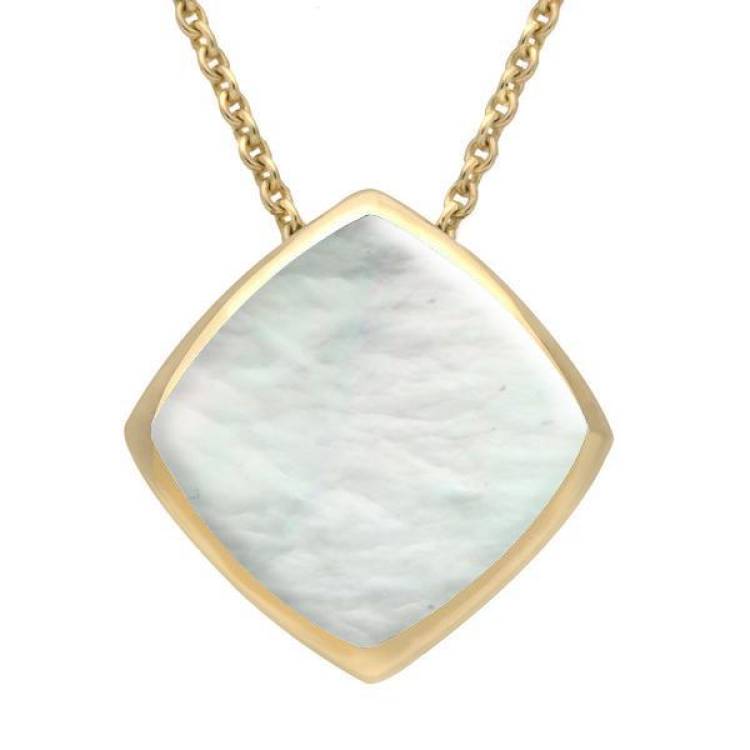 9ct Yellow Gold Mother of Pearl Cushion Necklace - Yellow Gold