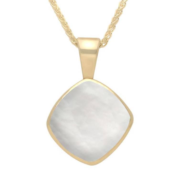 9ct Yellow Gold Mother of Pearl Cushion Shaped Necklace - Yellow Gold