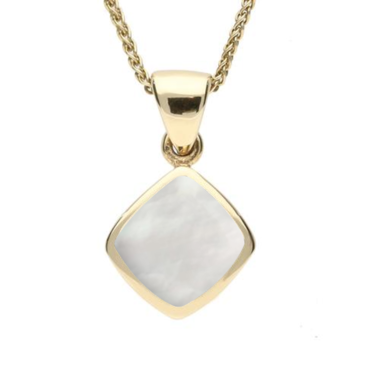 9ct Yellow Gold Mother of Pearl Dinky Cushion Necklace - Option1 Value Yellow Gold
