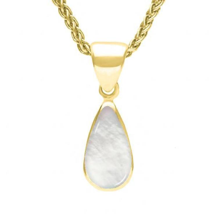 9ct Yellow Gold Mother of Pearl Dinky Pear Necklace - Yellow Gold