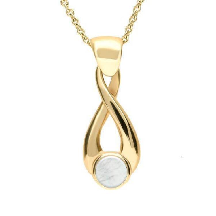 9ct Yellow Gold Mother of Pearl Eternity Loop Necklace - Yellow Gold