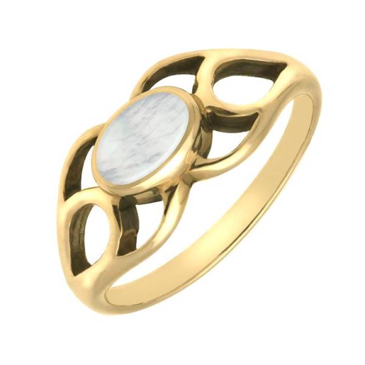 9ct Yellow Gold Mother of Pearl Lattice Ring - Yellow Gold