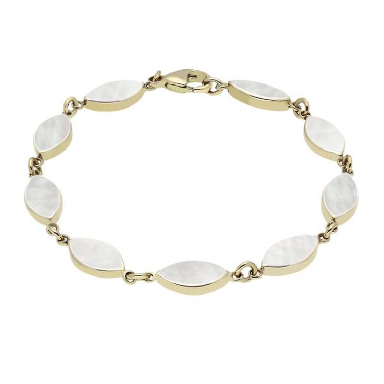 9ct Yellow Gold Mother of Pearl Marquise Bracelet - Yellow Gold