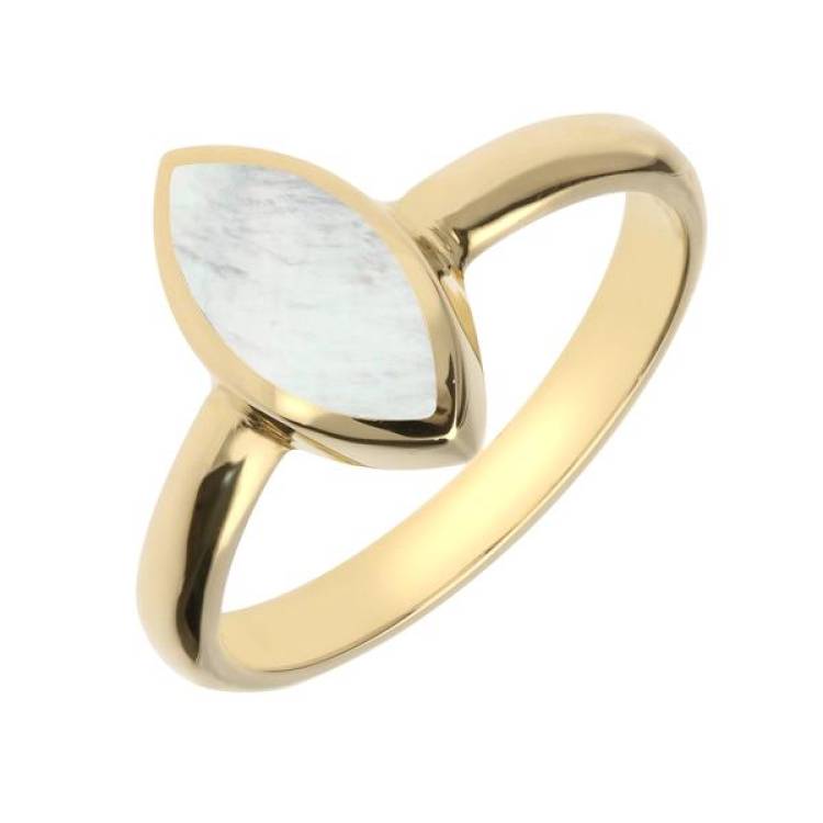 9ct Yellow Gold Mother of Pearl Marquise Ring - Yellow Gold