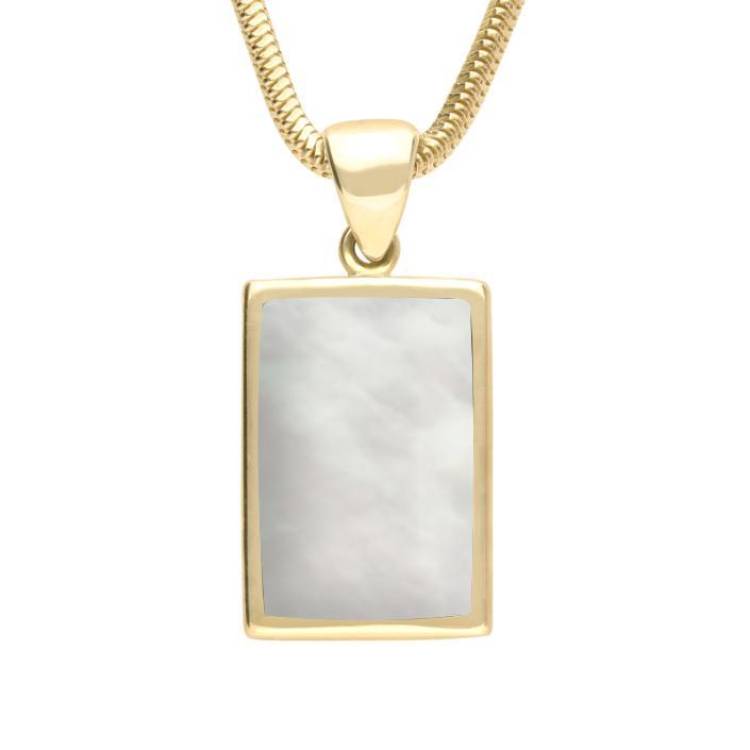 9ct Yellow Gold Mother of Pearl Oblong Necklace - Yellow Gold