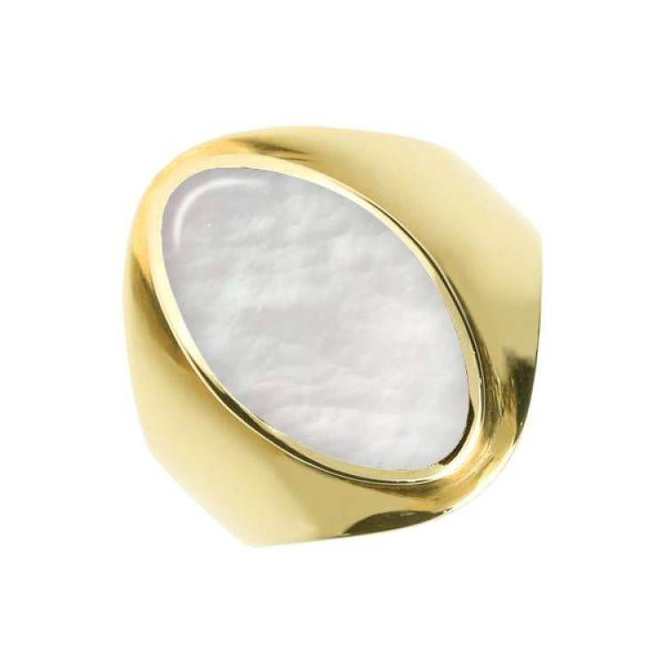 9ct Yellow Gold Mother of Pearl Oval Ring - Yellow Gold