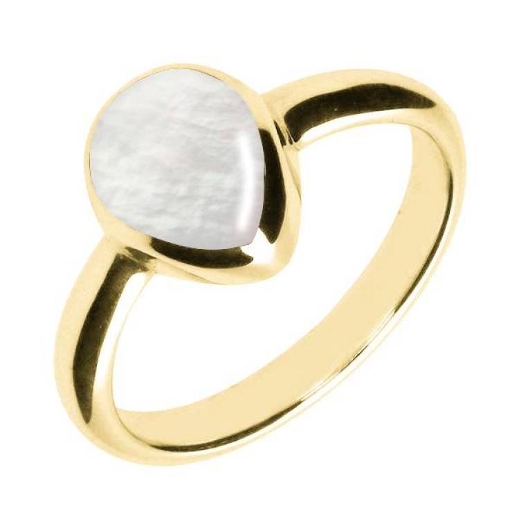 9ct Yellow Gold Mother of Pearl Pear Shaped Ring - Yellow Gold