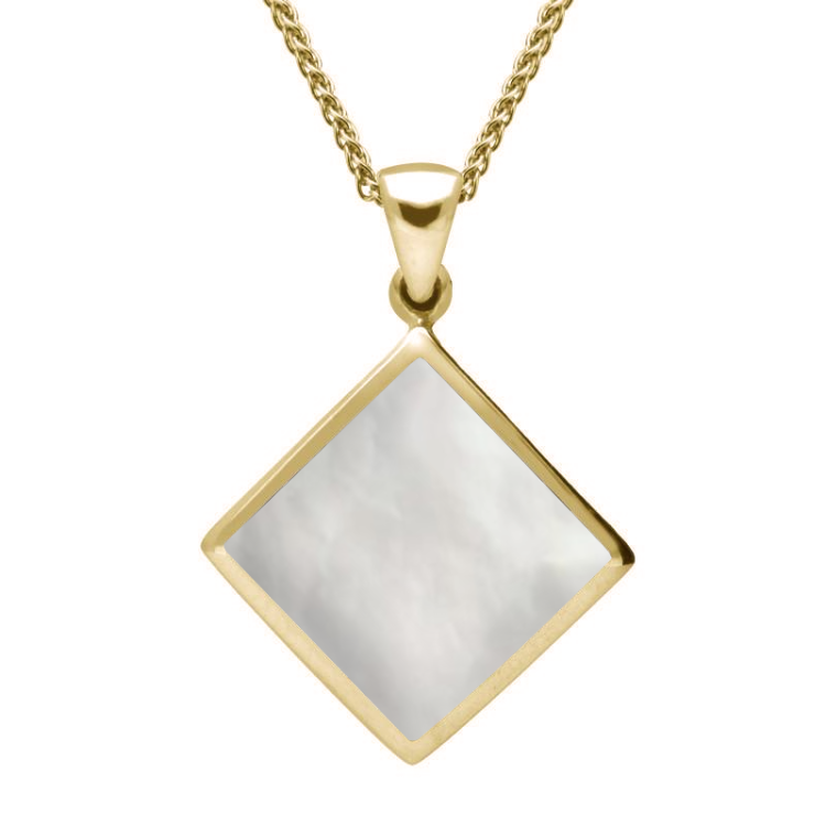 9ct Yellow Gold Mother of Pearl Rhombus Necklace - Yellow Gold
