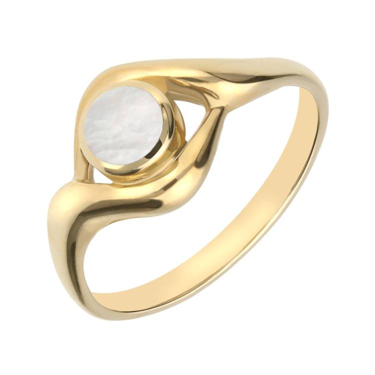 9ct Yellow Gold Mother of Pearl Round Twist Ring - Yellow Gold