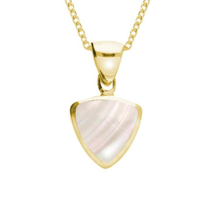 9ct Yellow Gold Mother of Pearl Small Curved Triangle Necklace - Yellow Gold