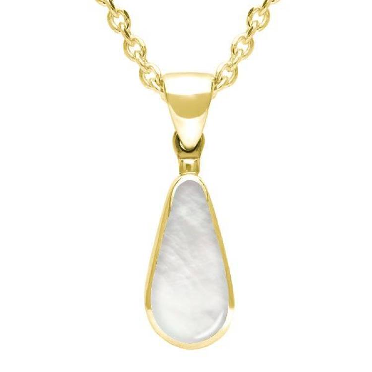 9ct Yellow Gold Mother of Pearl Small Pear Necklace
