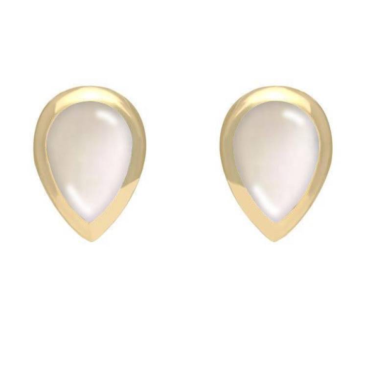 9ct Yellow Gold Mother of Pearl Small Teardrop Stud Earrings - Option1 Value Yellow Gold