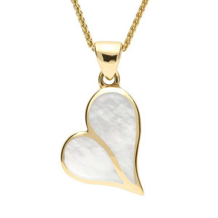 9ct Yellow Gold Mother of Pearl Heart Necklace - Yellow Gold