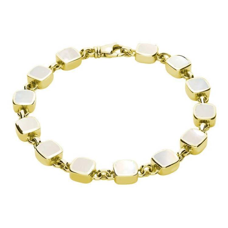 9ct Yellow Gold Mother of Pearl Square Cushion Bracelet - Yellow Gold