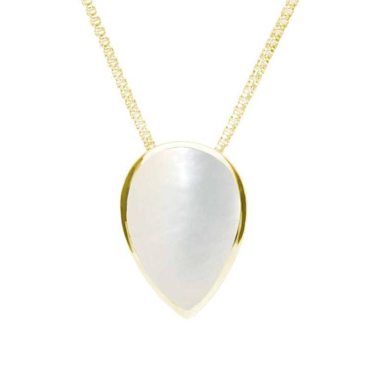 9ct Yellow Gold Mother of Pearl Upside Down Pear Necklace - Yellow Gold