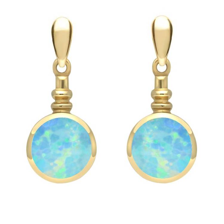 9ct Yellow Gold Opal Bottle Top Drop Earrings - Option1 Value Yellow Gold