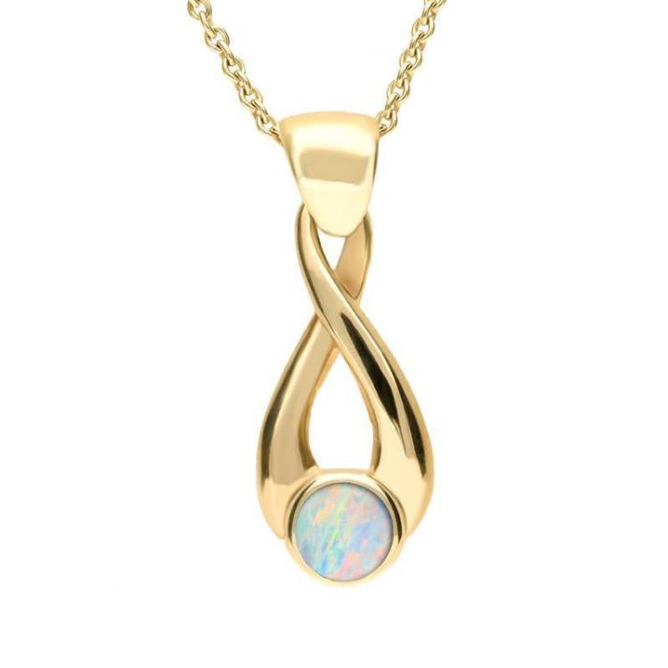 9ct Yellow Gold Opal Eternity Loop Necklace - Yellow Gold