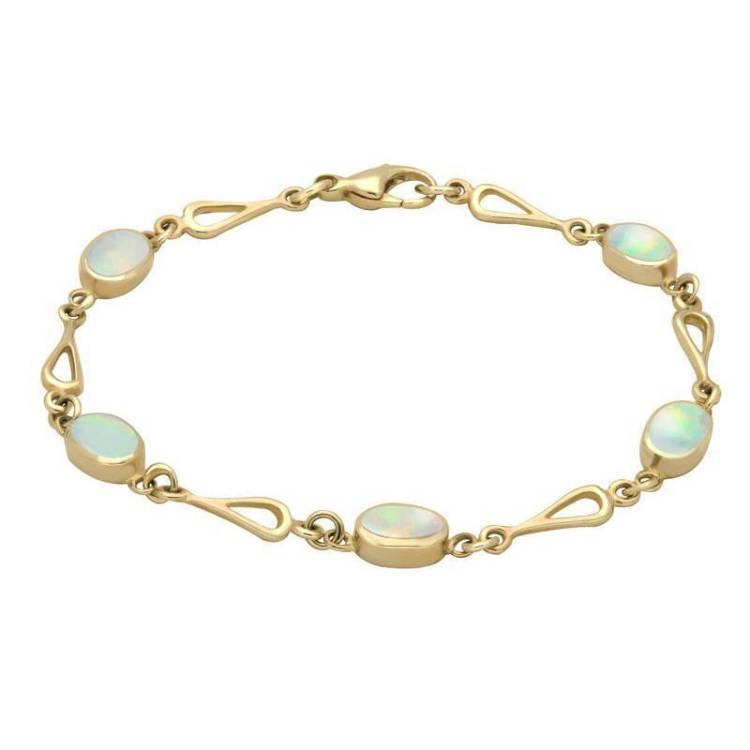 9ct Yellow Gold Opal Oval Spoon Link Bracelet