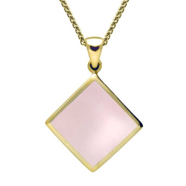 9ct Yellow Gold Pink Mother of Pearl Rhombus Necklace - Yellow Gold