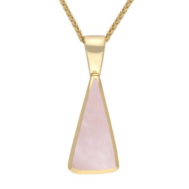 9ct Yellow Gold Pink Mother of Pearl Triangle Necklace
