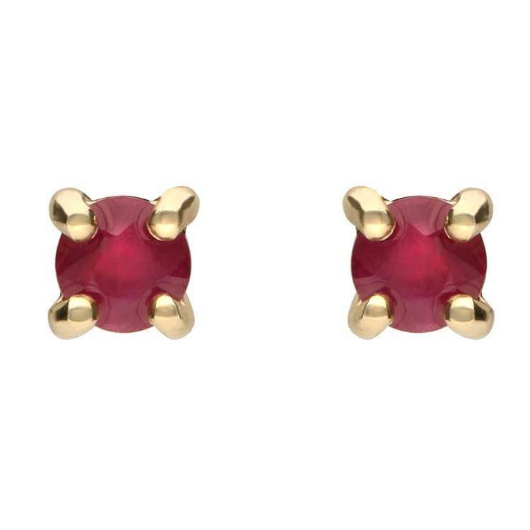 18ct Yellow Gold 0.78ct Ruby Claw Stud Earrings
