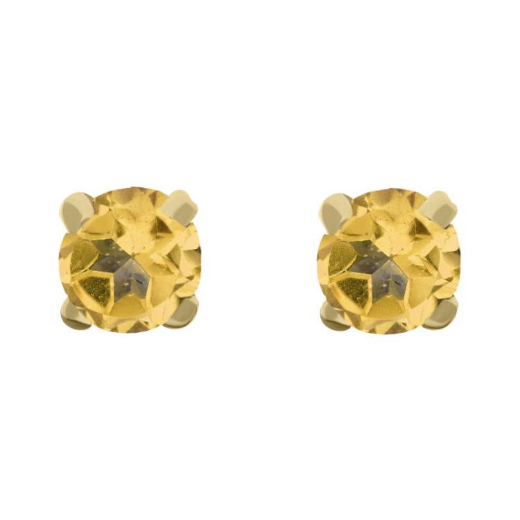 9ct Yellow Gold Sterling Silver Citrine Stepping Stones 5mm Round Claw Set Stud Earrings
